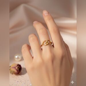 Jude Jewelers Silver Gold tone double heart knot ring Size 6